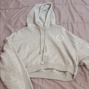 Gray Cropped PINK Hoodie